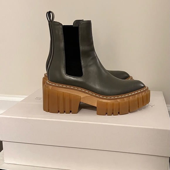 Gray Leather Chelsea Boots with Brown Soles - Picture 4 of 6